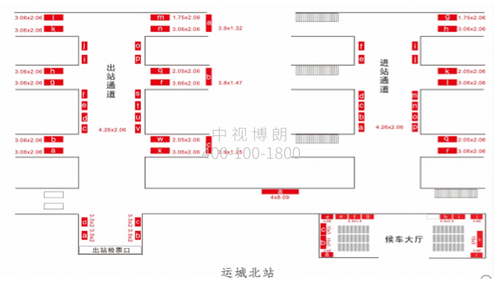 运城北站广告-进站通道灯箱点位图
