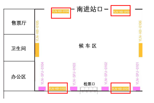 杨凌南站-候车大厅墙体看板点位图