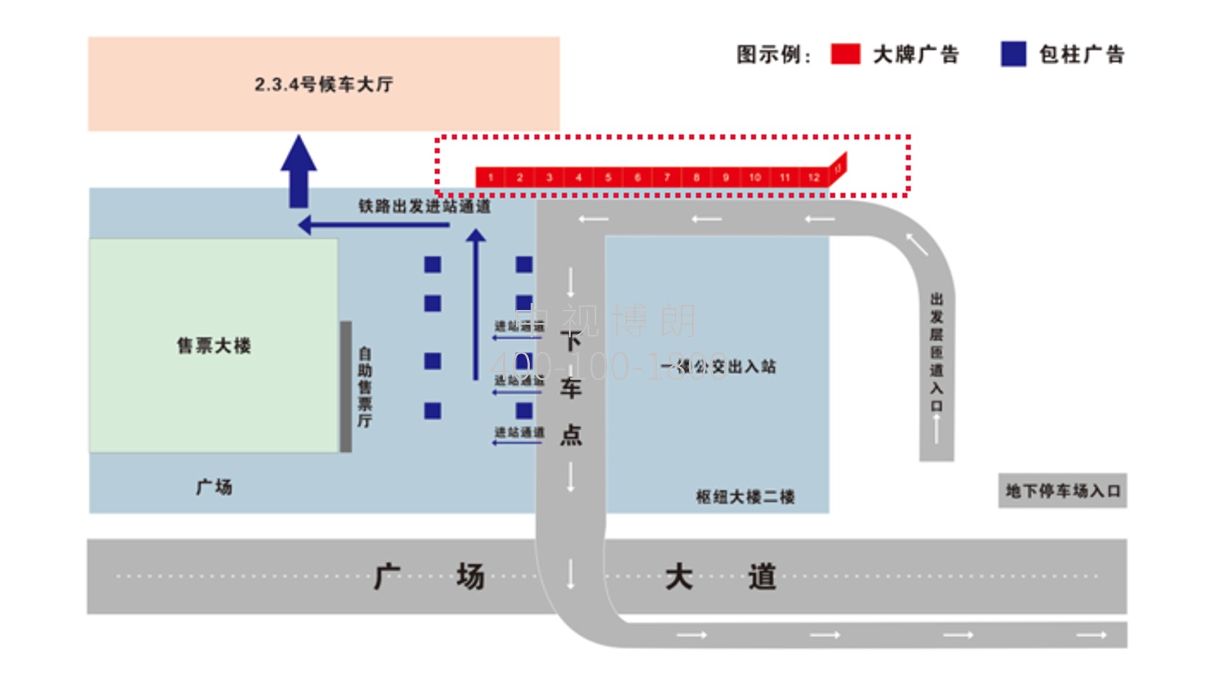 义乌站广告-出发匝道户外广告牌点位图