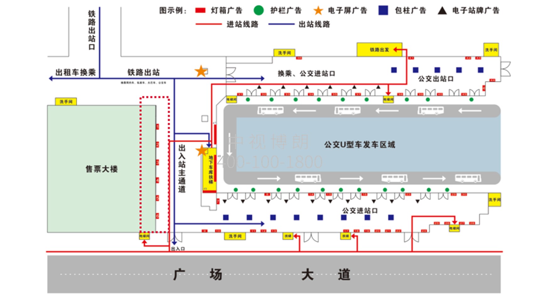 义乌站广告-进出站通道灯箱点位图