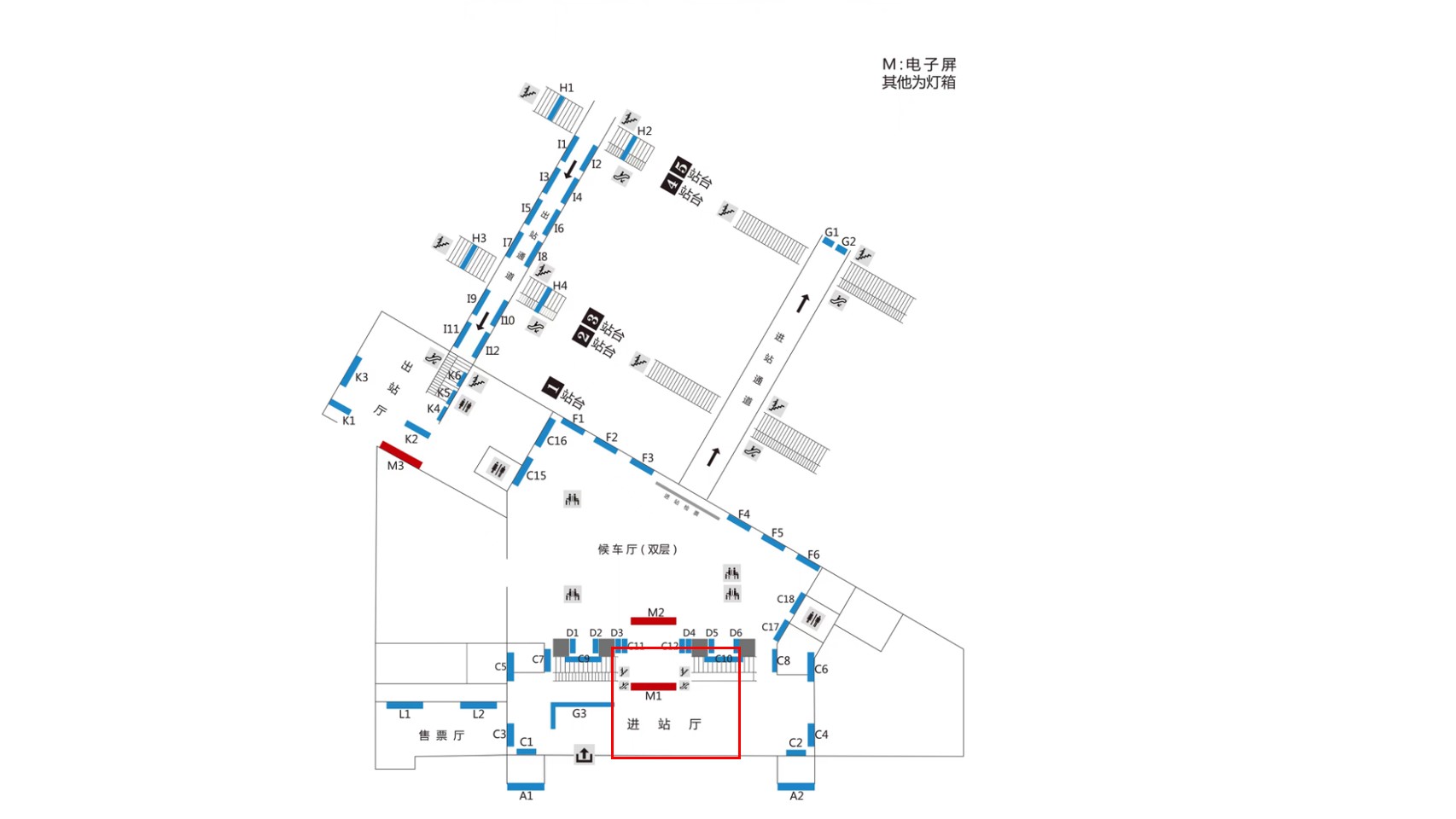 岳阳东站广告-一楼进站大厅电子屏点位图