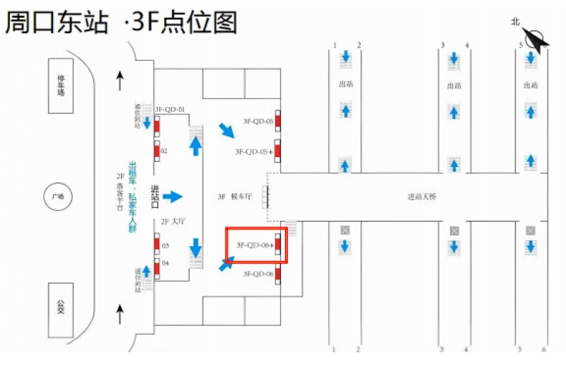 周口东站-进站三层候车厅灯箱8点位图