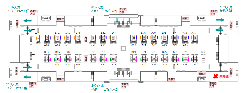 郑州东站广告-候车大厅玻璃墙面灯箱套装点位图