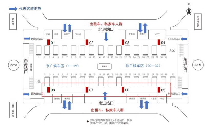 郑州东站广告-南侧候车厅吊旗点位图