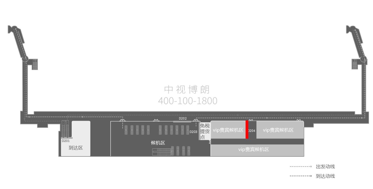 琼海博鳌机场广告广告-F2 VIP室墙面灯箱位置图