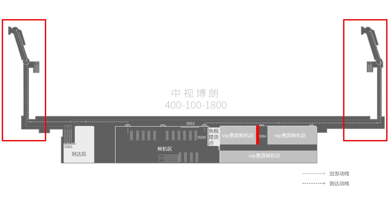 琼海博鳌机场广告广告-国内廊桥内侧看板套装位置图