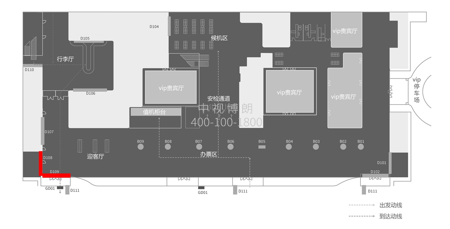琼海博鳌机场广告广告-F1 国内到达厅墙面灯箱位置图