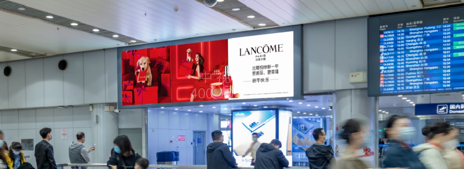 北京首都机场广告-T2国内到达行李厅出口LED屏套装
