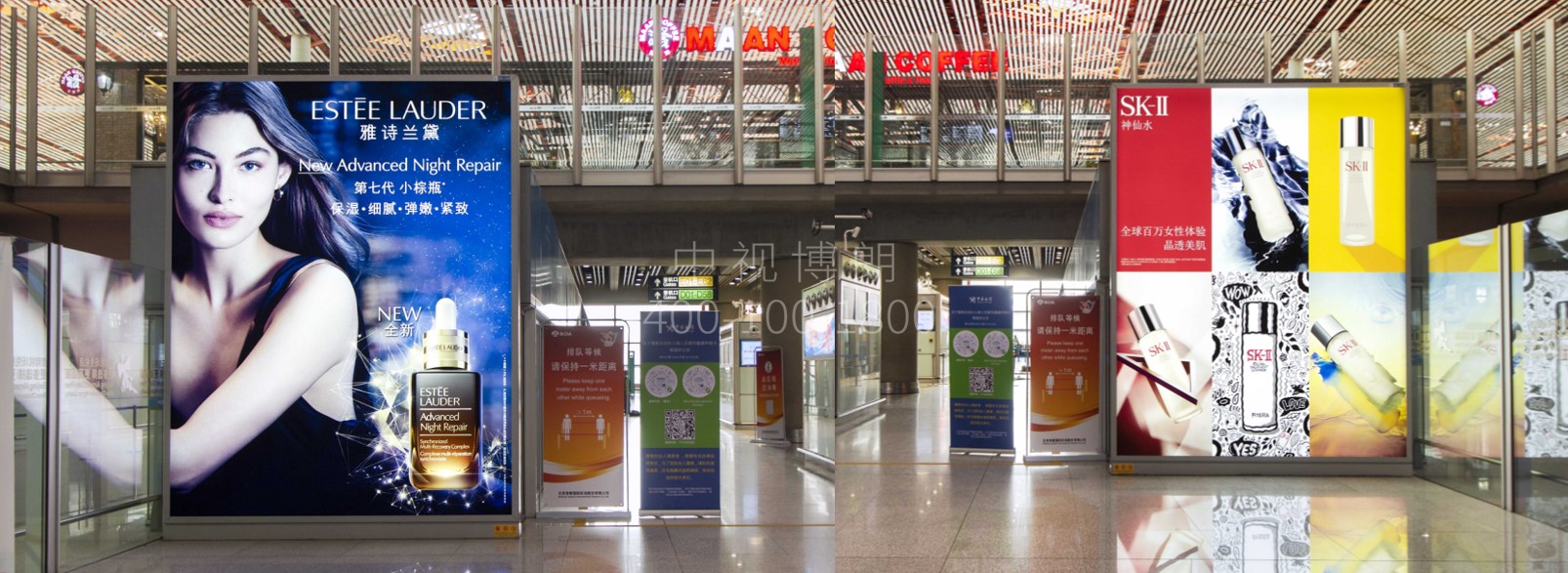 北京首都机场广告-T3国际出发捷运站台2块灯箱