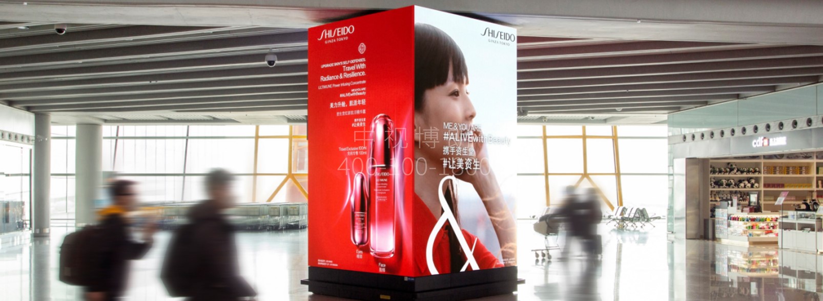 北京首都机场广告-T3国际出发免税区包柱LED屏