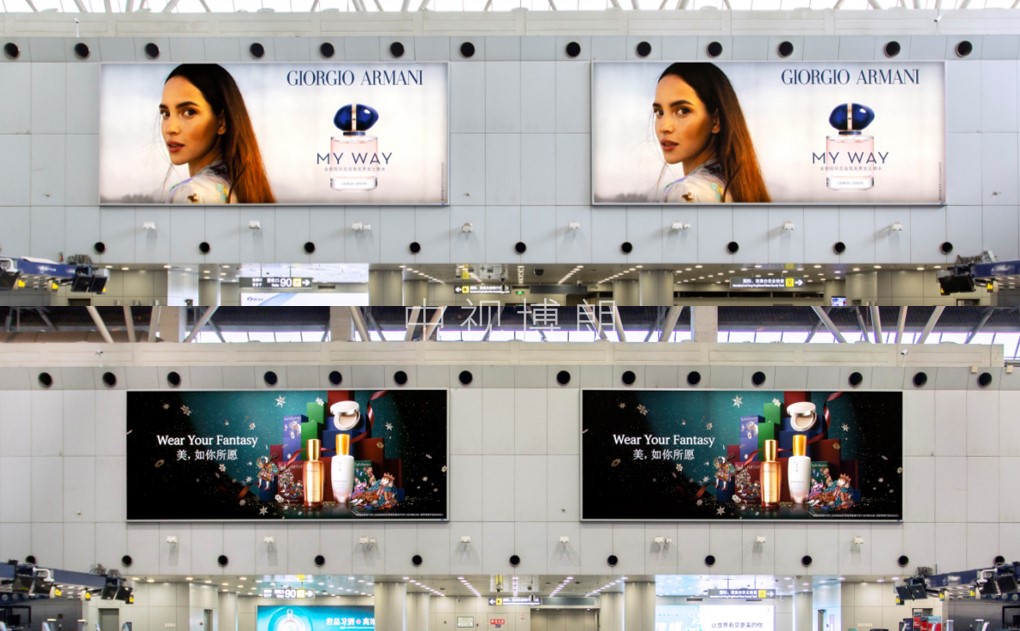 北京首都机场广告-国际出发办票大厅灯箱套装