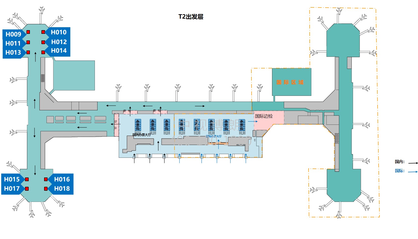 北京首都机场广告-T2 Domestic Departure and Waiting Area Packaging Column Film Set位置图