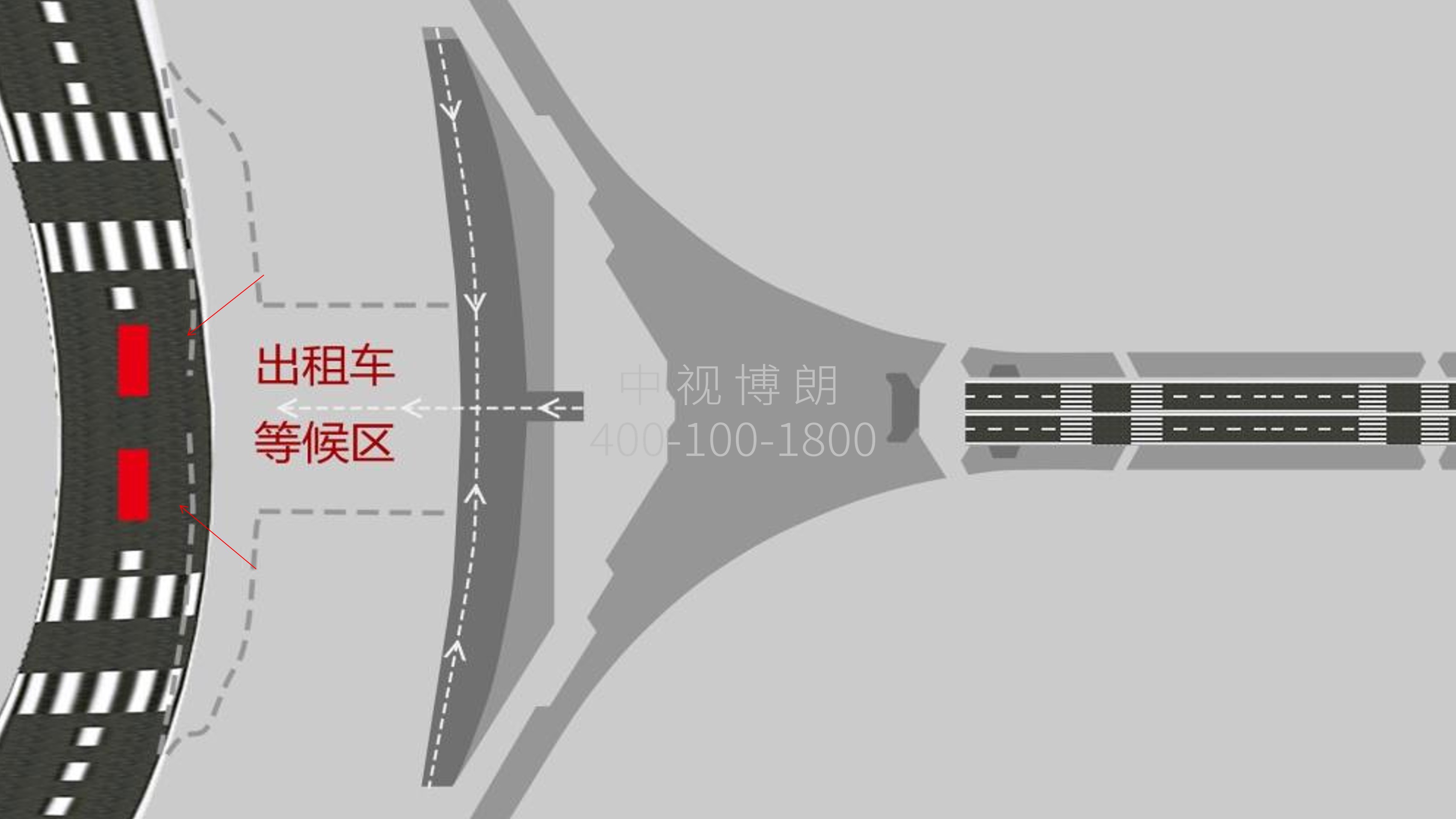 首都机场广告-T3到达出租车等候区大屏套装点位图