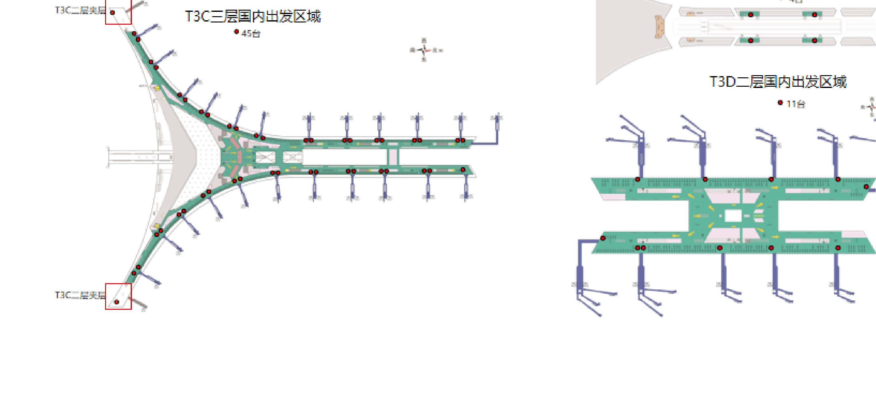 北京首都机场广告-T3国内出发区刷屏套装位置图