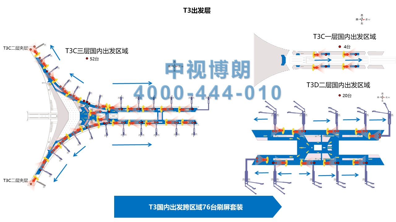 北京首都机场广告-T3 Domestic Departure Cross Regional 76 Sets of Screen Swiping Sets位置图
