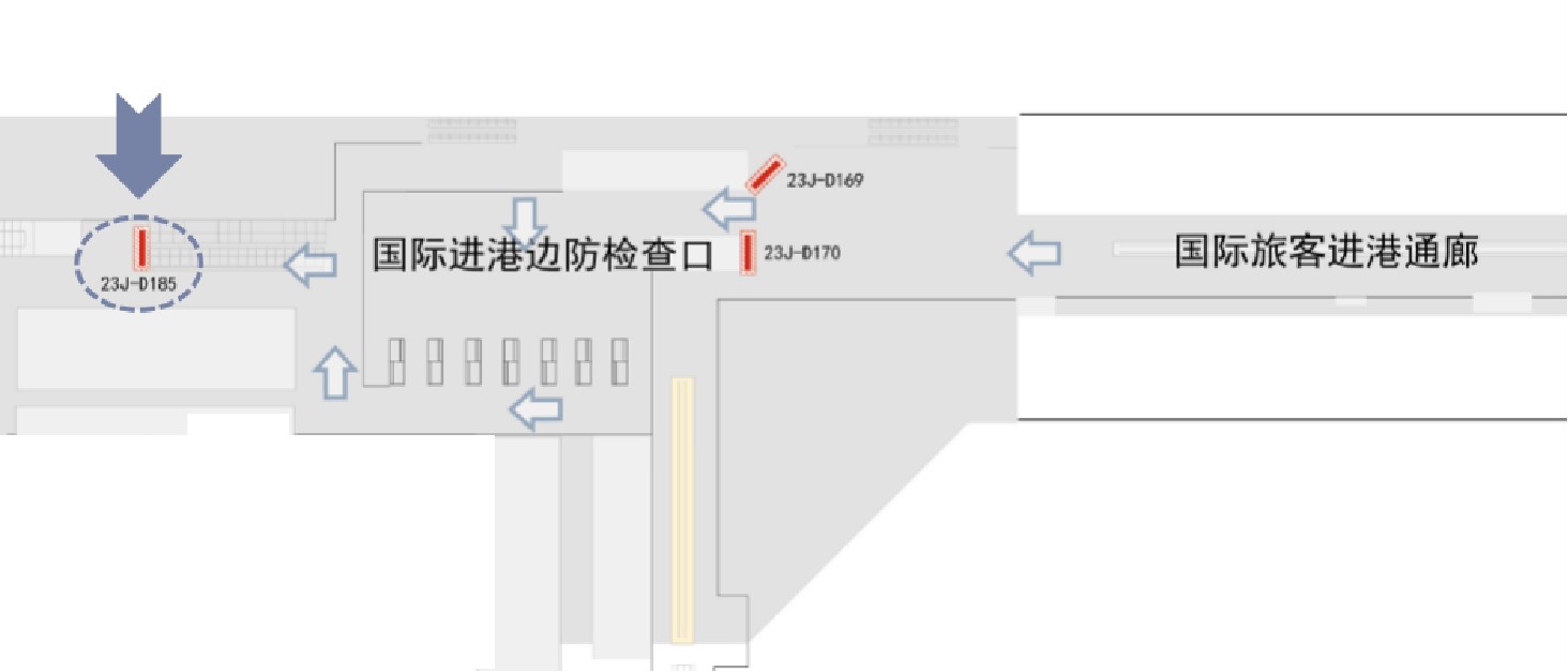 北京首都机场广告-T2国际到达通廊灯箱2位置图
