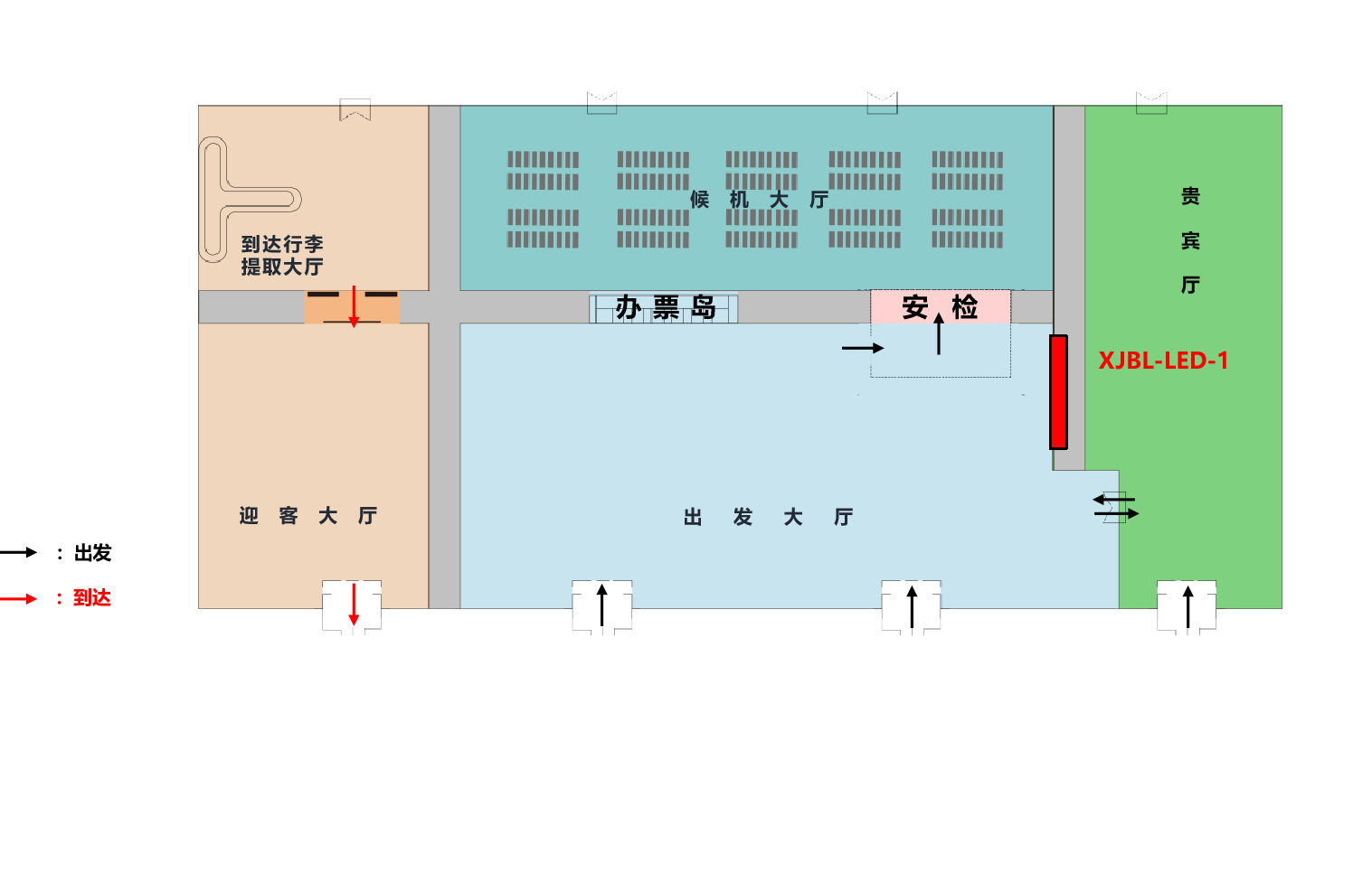 博乐机场广告-出发安检口旁LED屏点位图