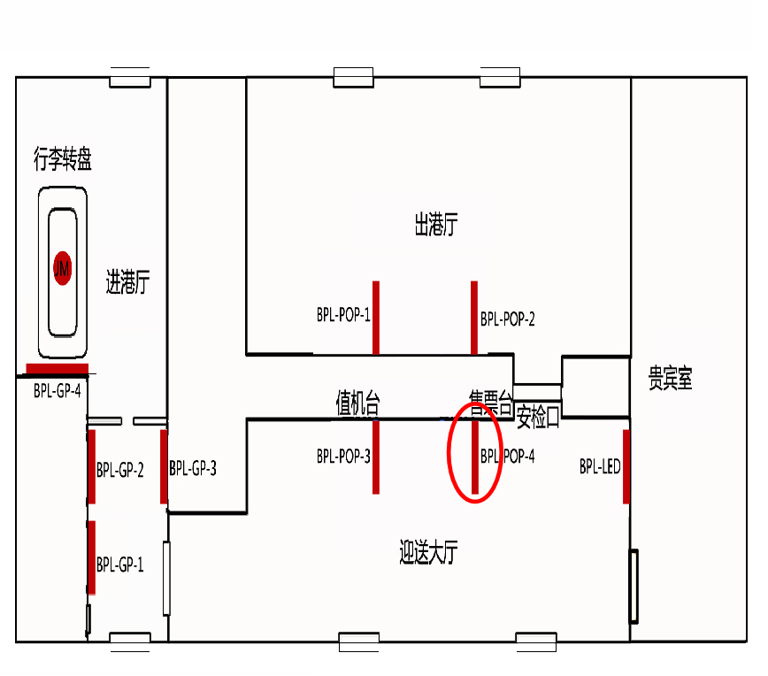 博乐机场广告-出发值机厅4号吊旗点位图