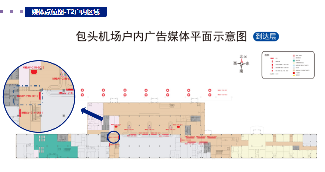 包头机场广告广告-到达通廊西侧灯箱2位置图