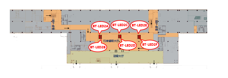 包头机场广告广告-到达行李厅转盘LED大屏位置图