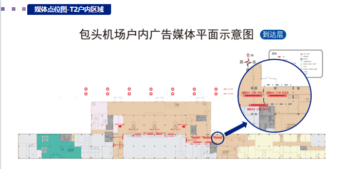 包头机场广告广告-到达通廊东侧灯箱1位置图