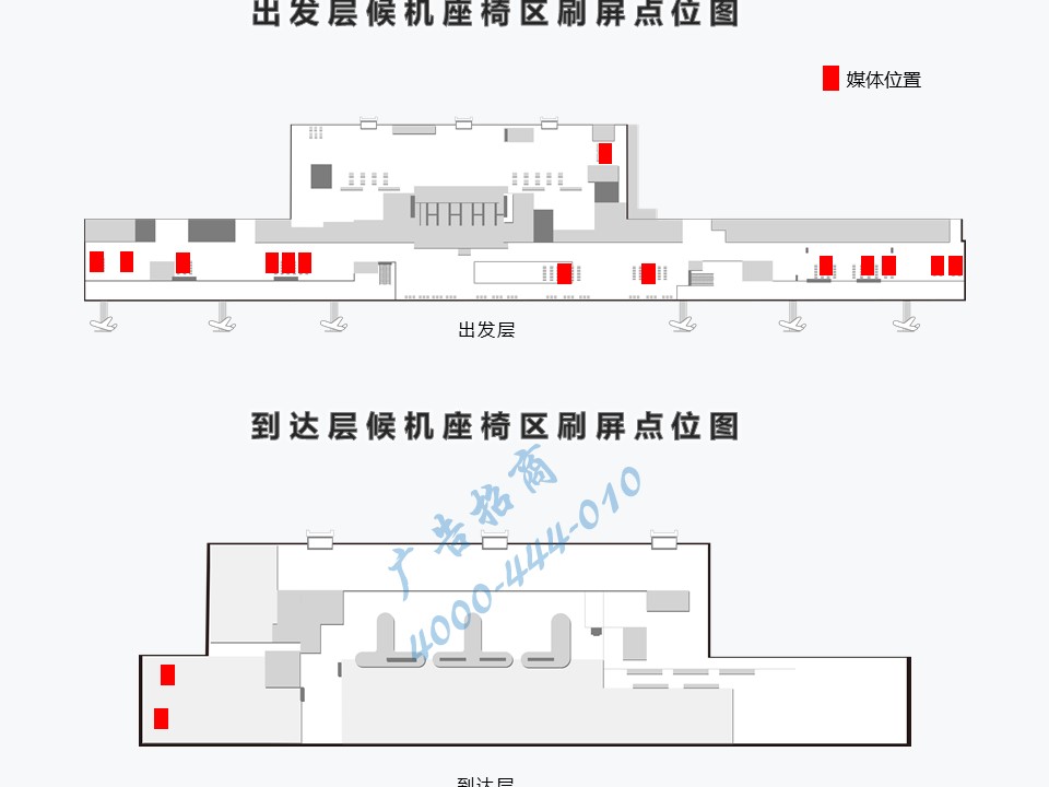 包头机场广告广告-出发层候机座椅区双面刷屏位置图