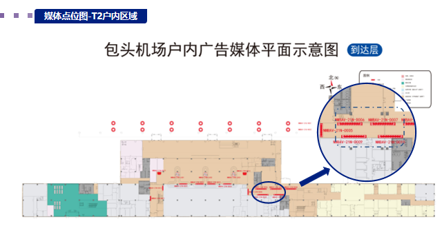 包头机场广告广告-到达通廊东侧灯箱2位置图