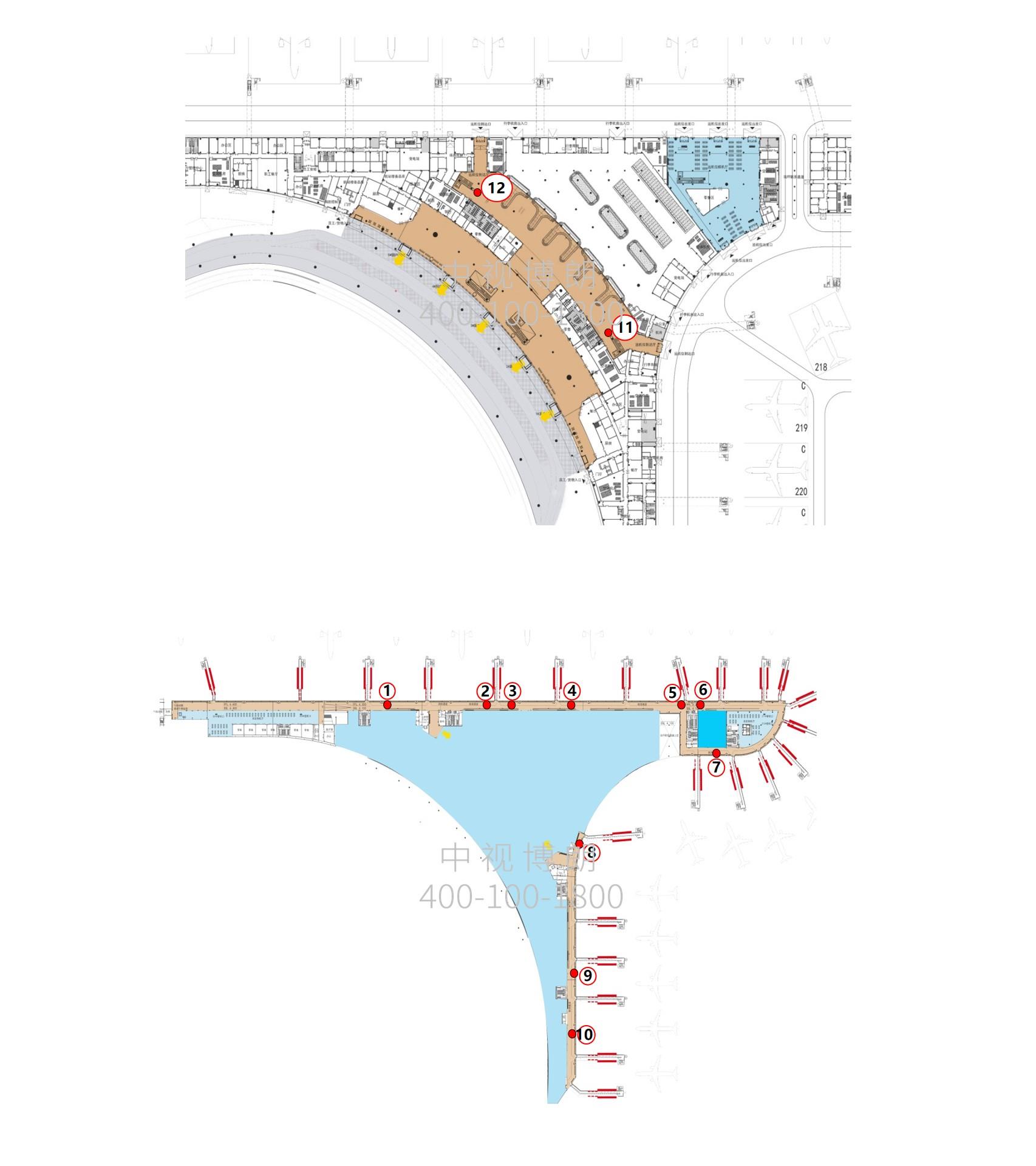长春龙嘉机场广告-到达通廊刷屏套装位置图