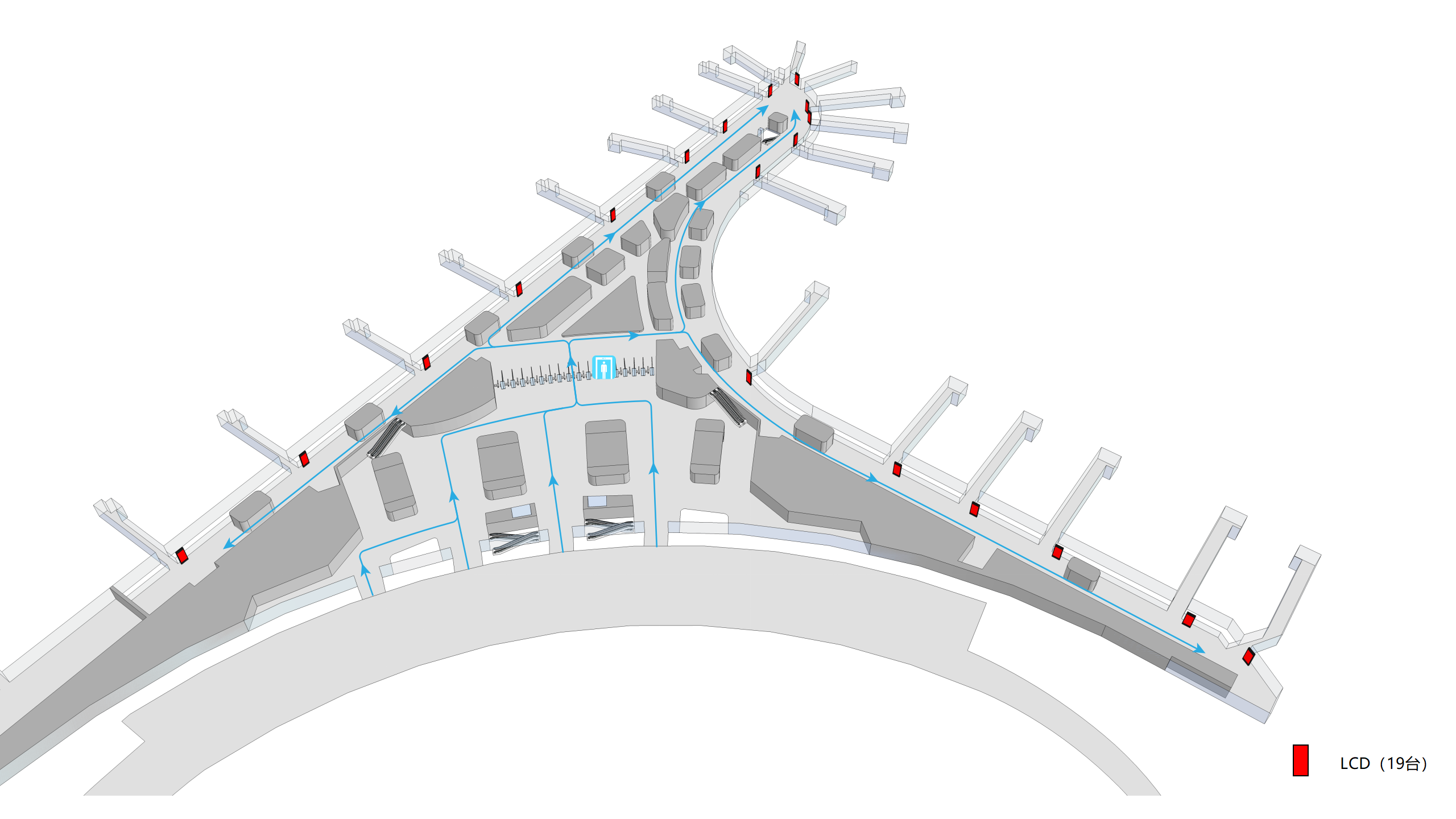 长春龙嘉机场广告-国内出发登机口刷屏套装位置图