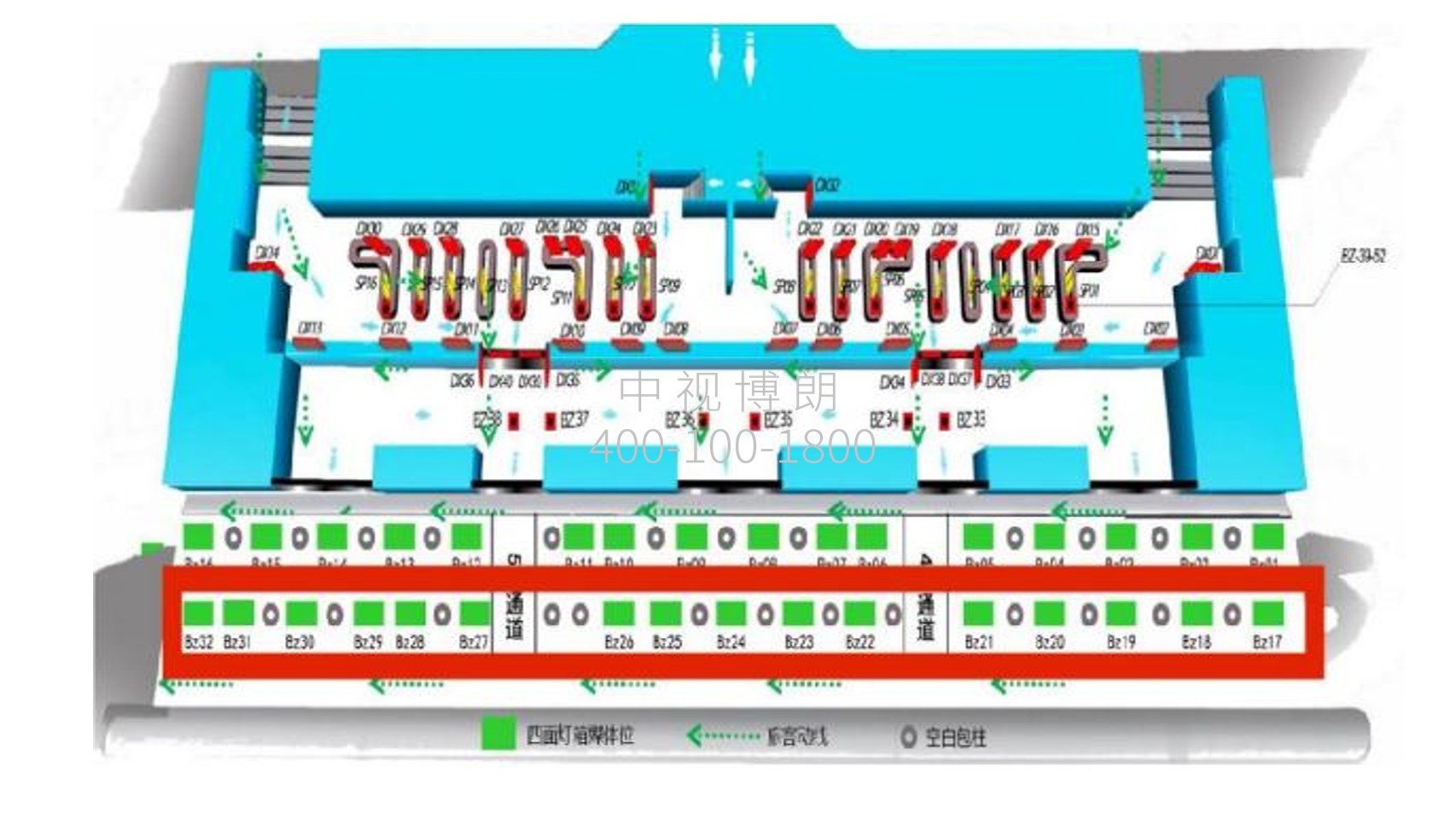 成都双流机场广告-国内到达户外包柱灯箱套装位置图
