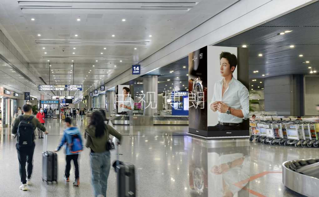 成都双流机场广告-国内到达行李厅包柱灯箱套装