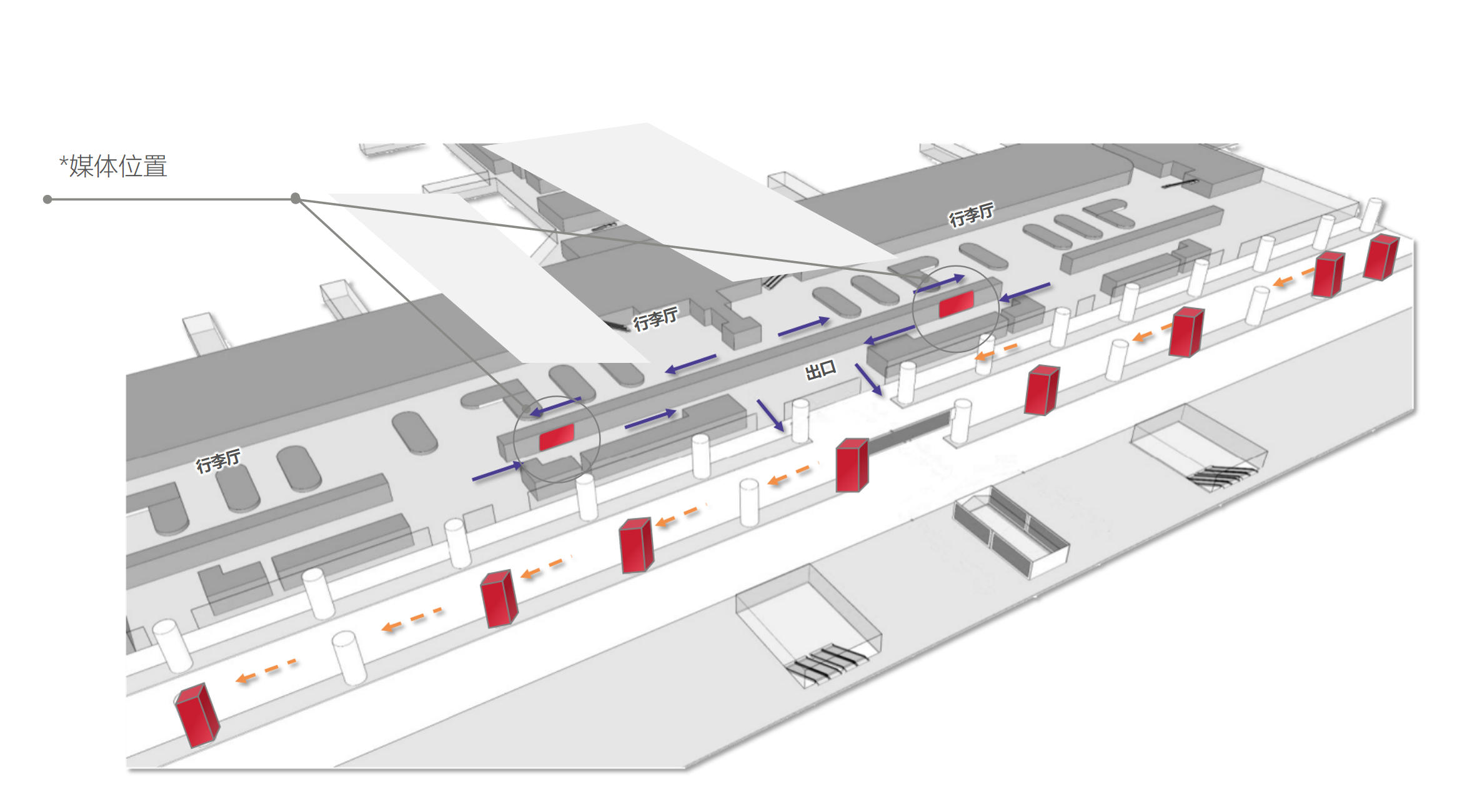 成都双流机场广告-国内到达出口走廊灯箱套装点位图