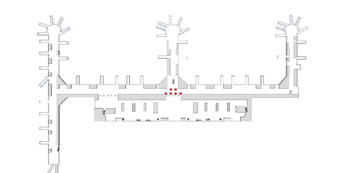 成都双流机场广告-T2国内安检后包柱灯箱套装位置图