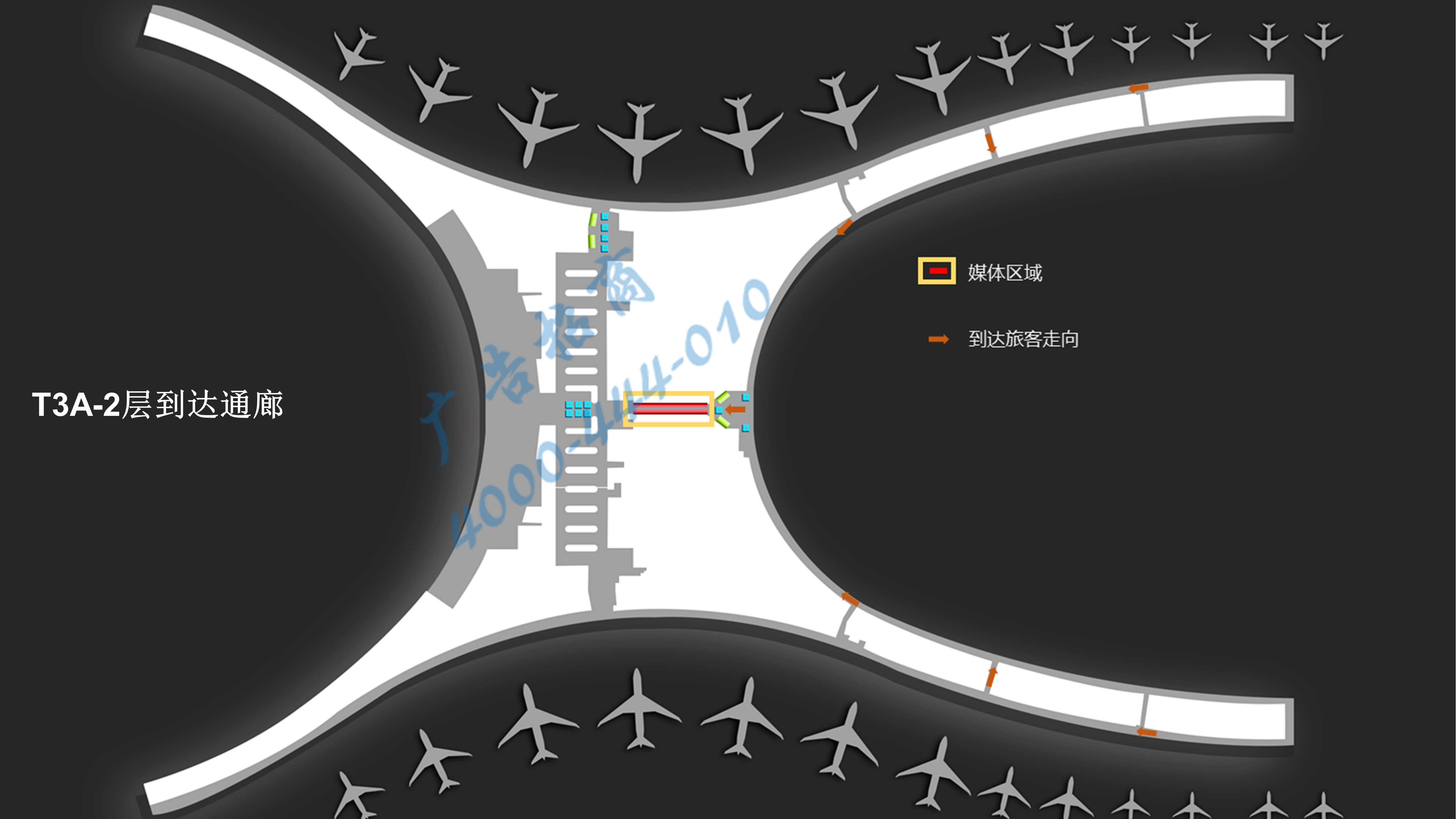 重庆江北机场广告-到达创意通廊位置图