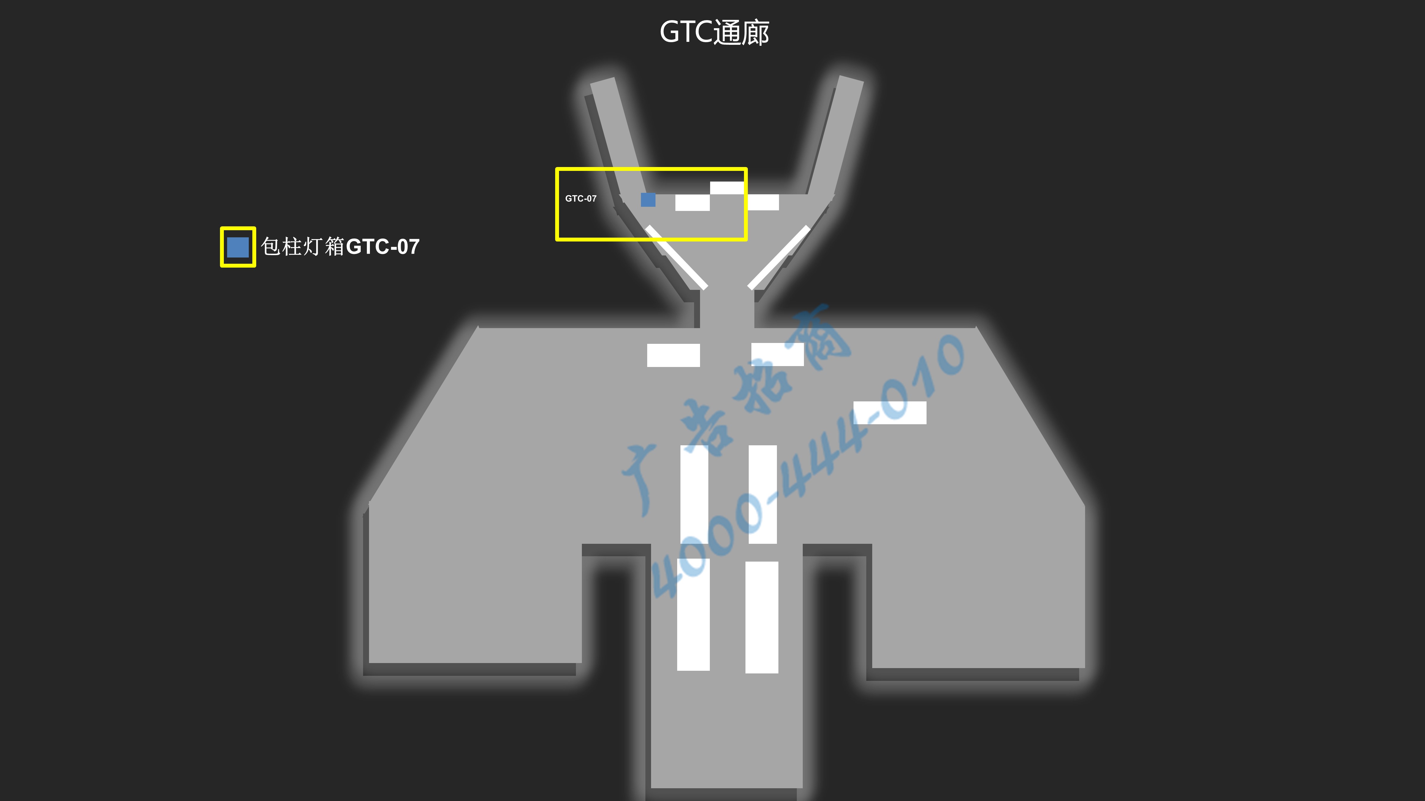重庆江北机场广告-GTC通廊包柱灯箱GTC-07位置图