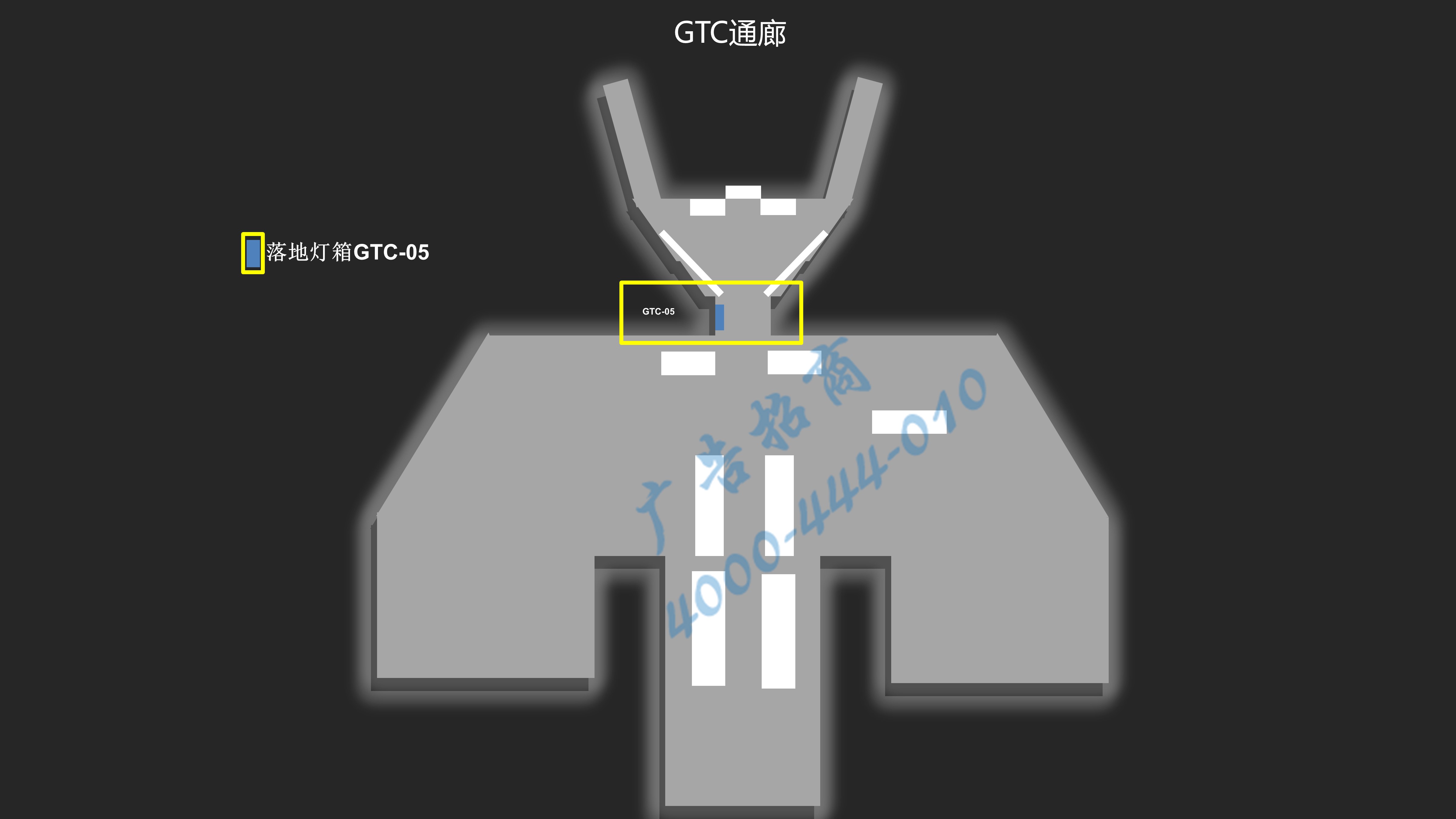 重庆江北机场广告-GTC通廊落地灯箱LB-05位置图