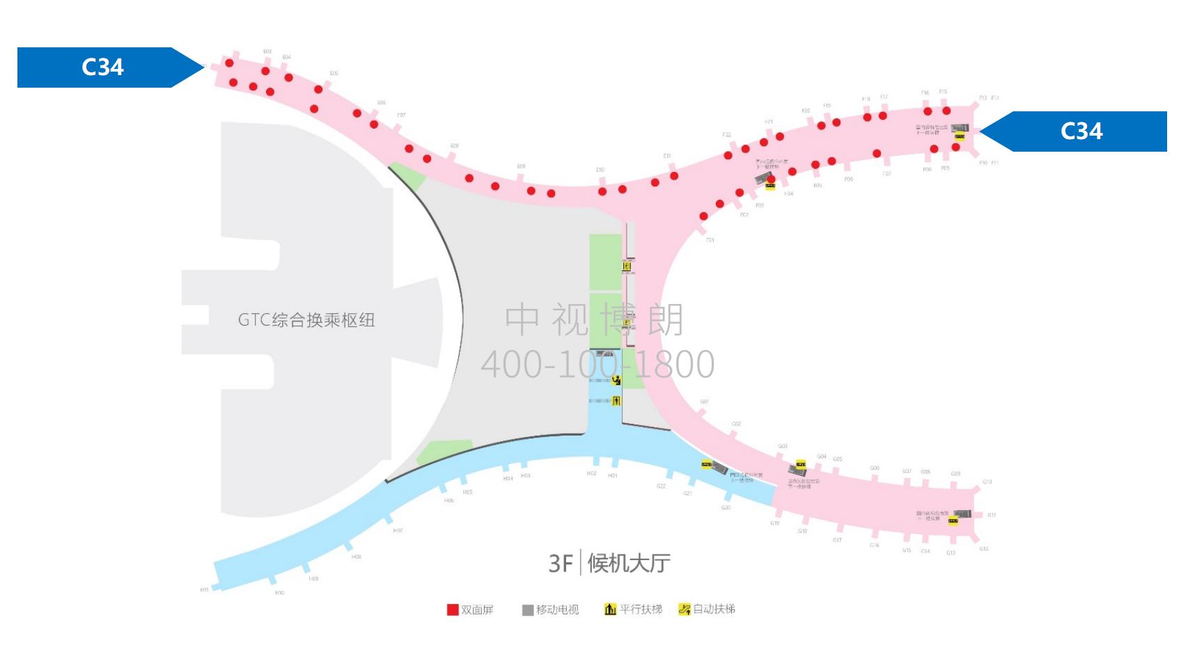 重庆江北机场广告-到达行李通道灯箱套装位置图