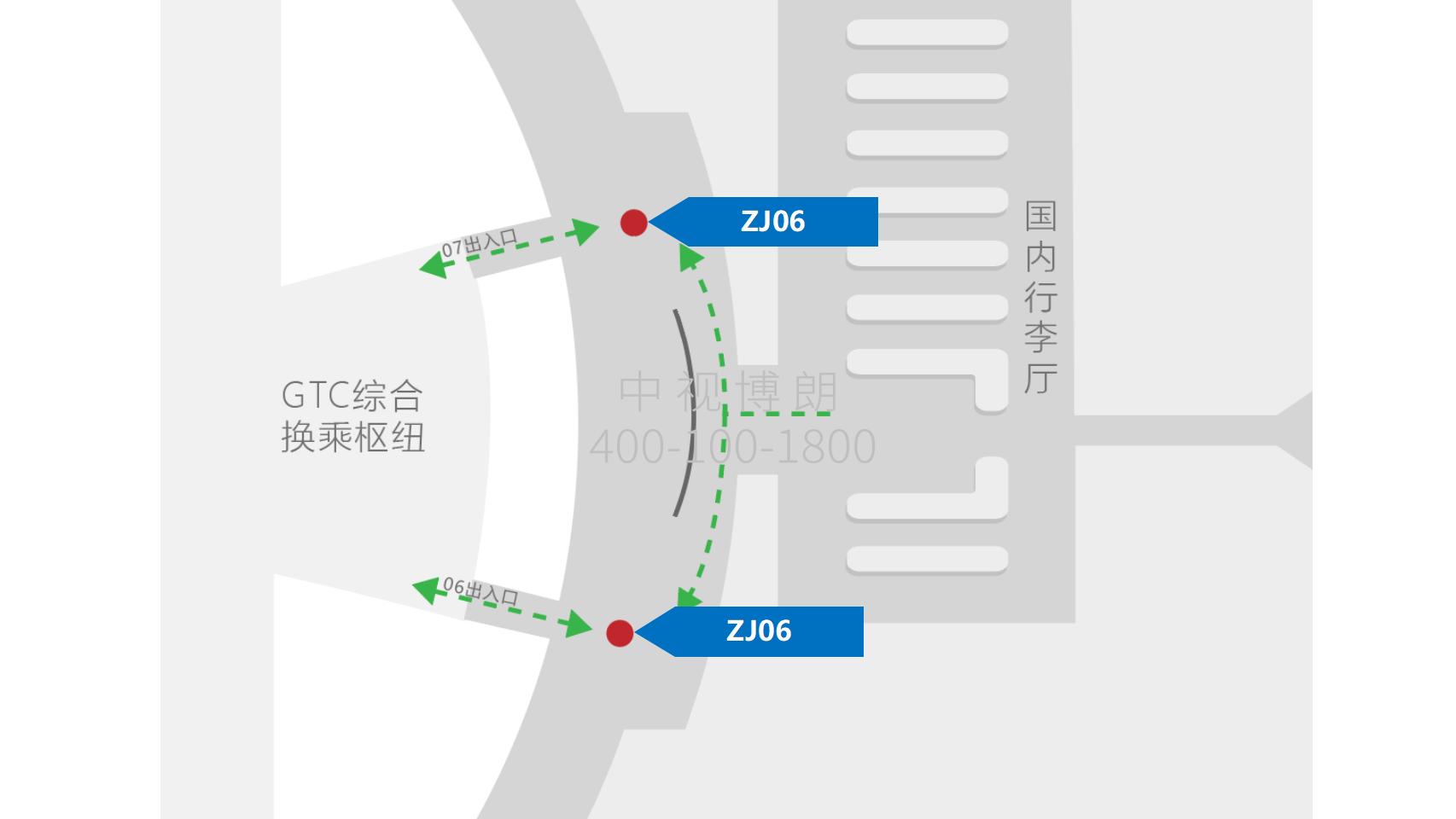 重庆江北机场广告-T3到达GTC出口实物展位位置图