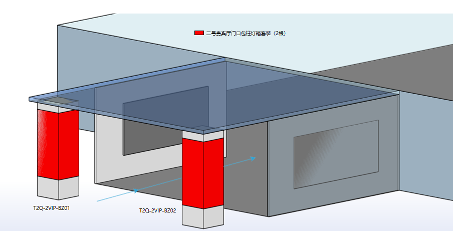 长沙黄花机场广告-T2二号贵宾厅门口包柱灯箱套装位置图