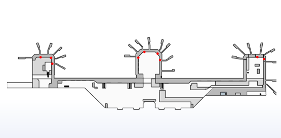 长沙黄花机场广告-T2到达通廊立式滚动灯箱套装位置图