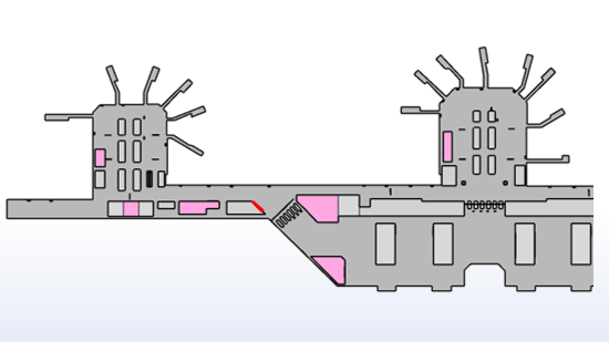 长沙黄花机场广告-T2国内出发通廊顶部灯箱位置图