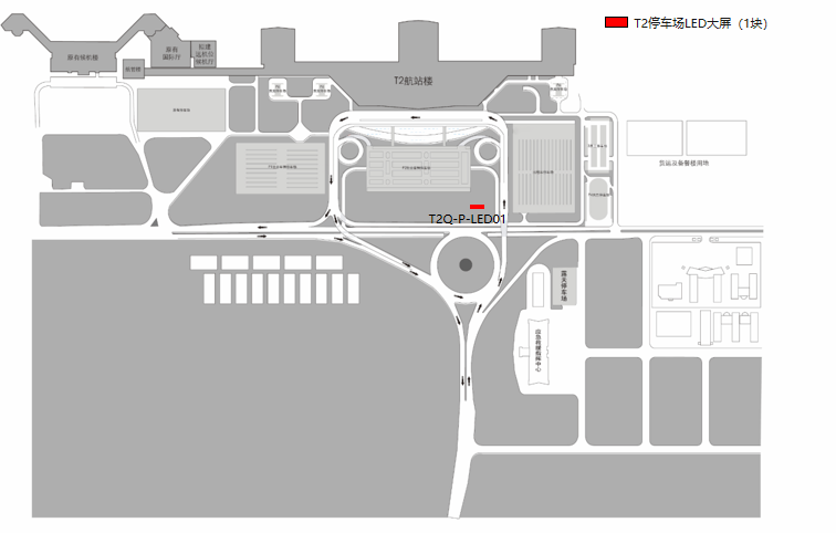 长沙黄花机场广告-T2停车场LED屏1位置图