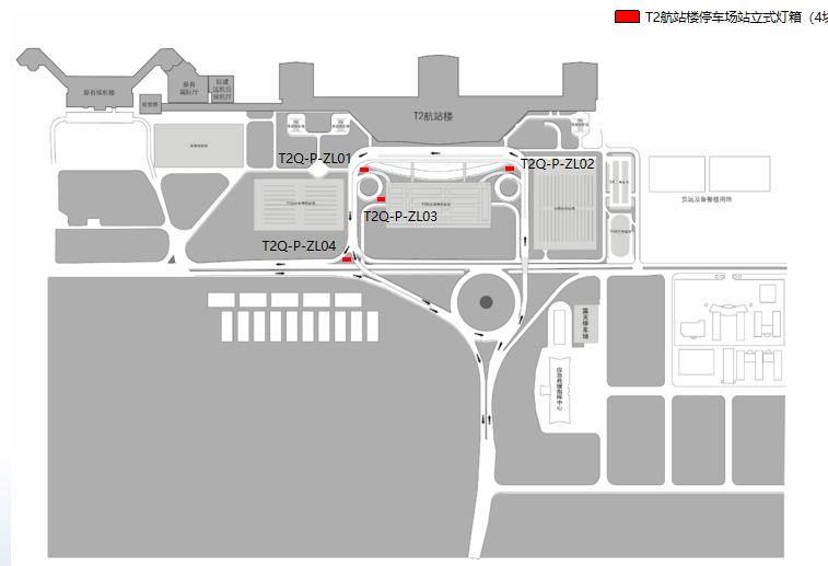 长沙黄花机场广告-T2停车场站立式灯箱位置图