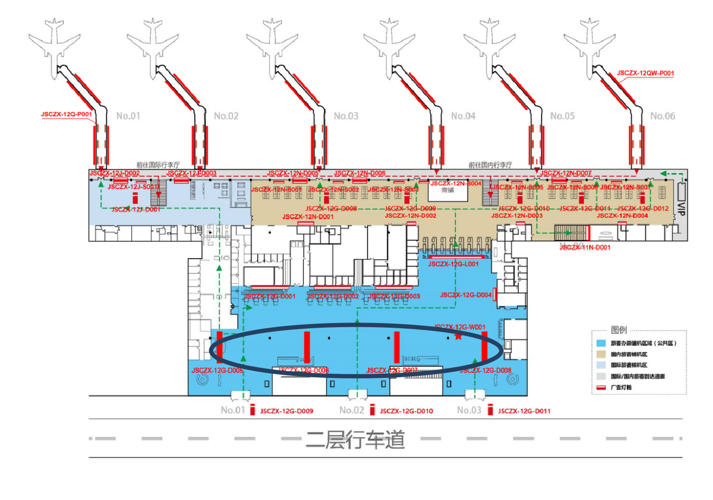 常州机场广告-出发值机厅悬挂灯箱D005-008点位图