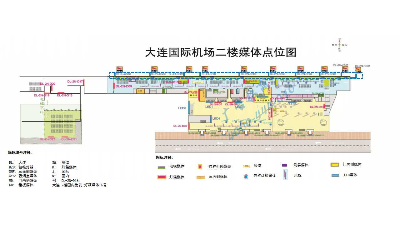 大连周水子机场广告-外廊桥两侧WLQ(01-10)   位置图