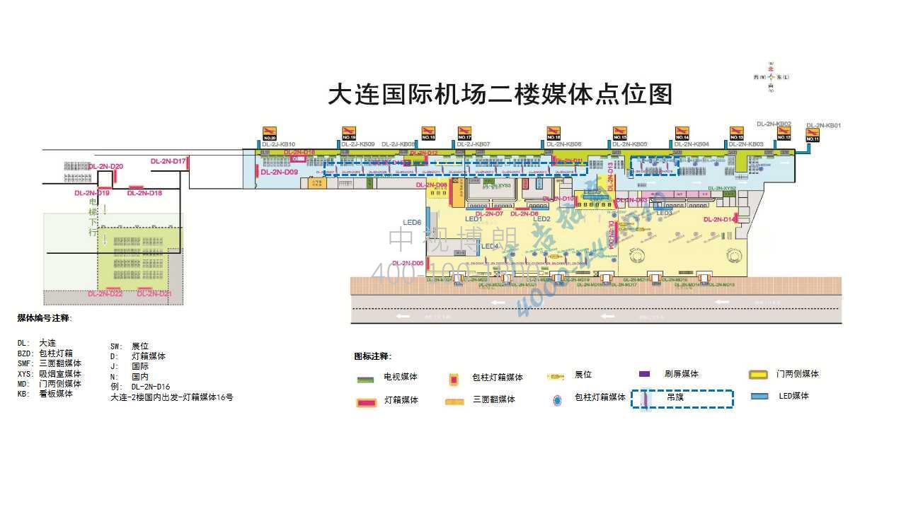 大连周水子机场广告-二层出发及到达吊旗套装1位置图