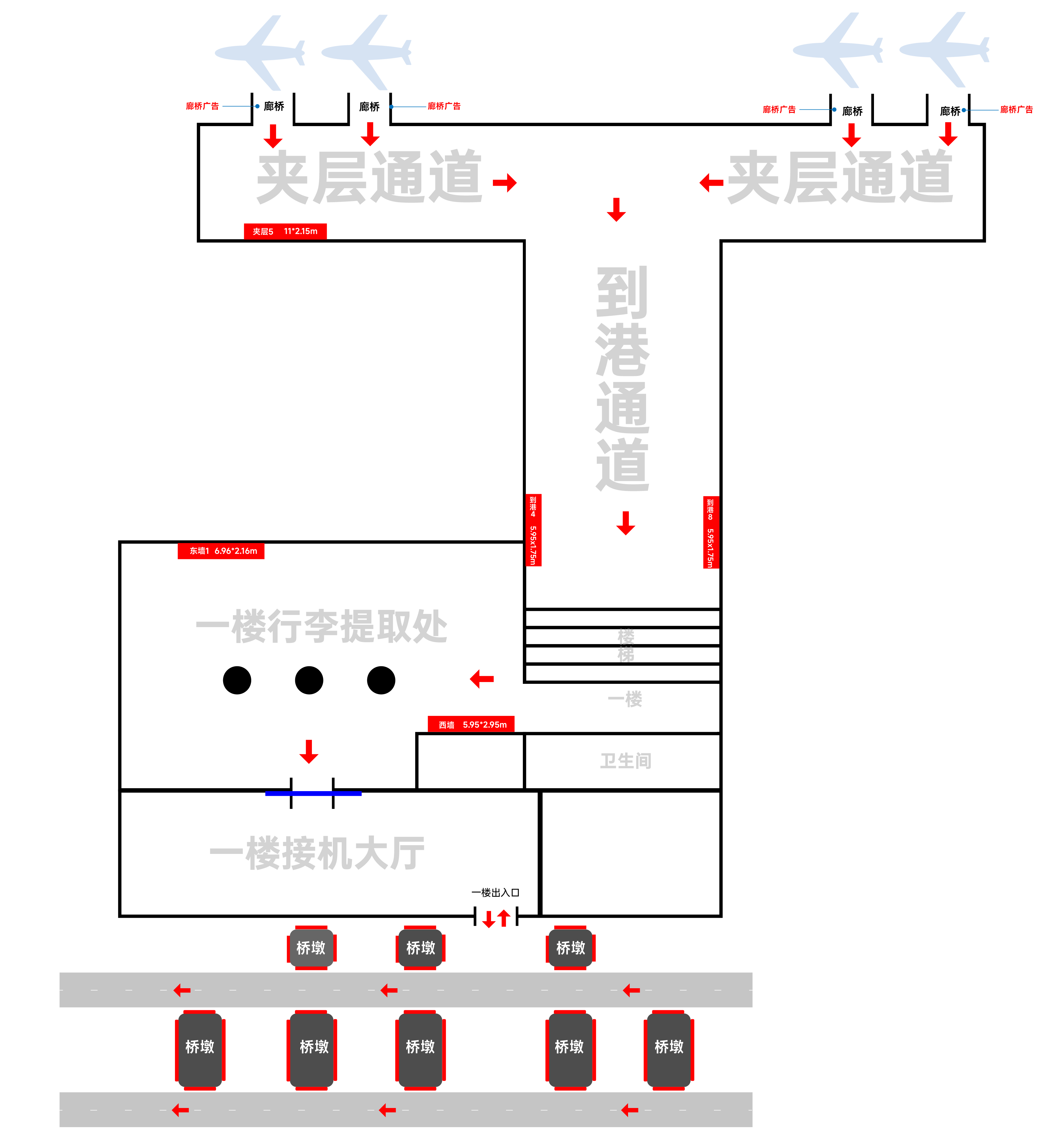东营机场广告-到达走廊灯箱点位图