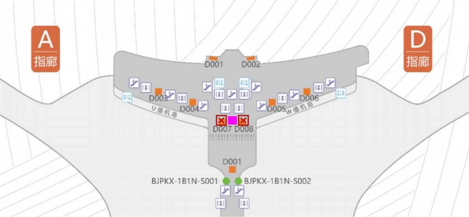 大兴机场广告-B1层国内安检前LED包柱点位图