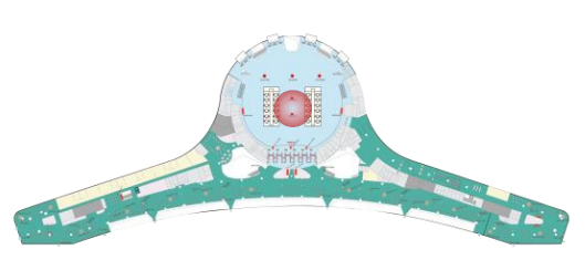 鄂尔多斯机场广告-T2出发值机岛中间立式灯箱套装点位图