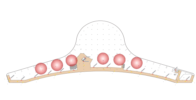鄂尔多斯机场广告-T2到达通道连廊上方灯箱套装点位图